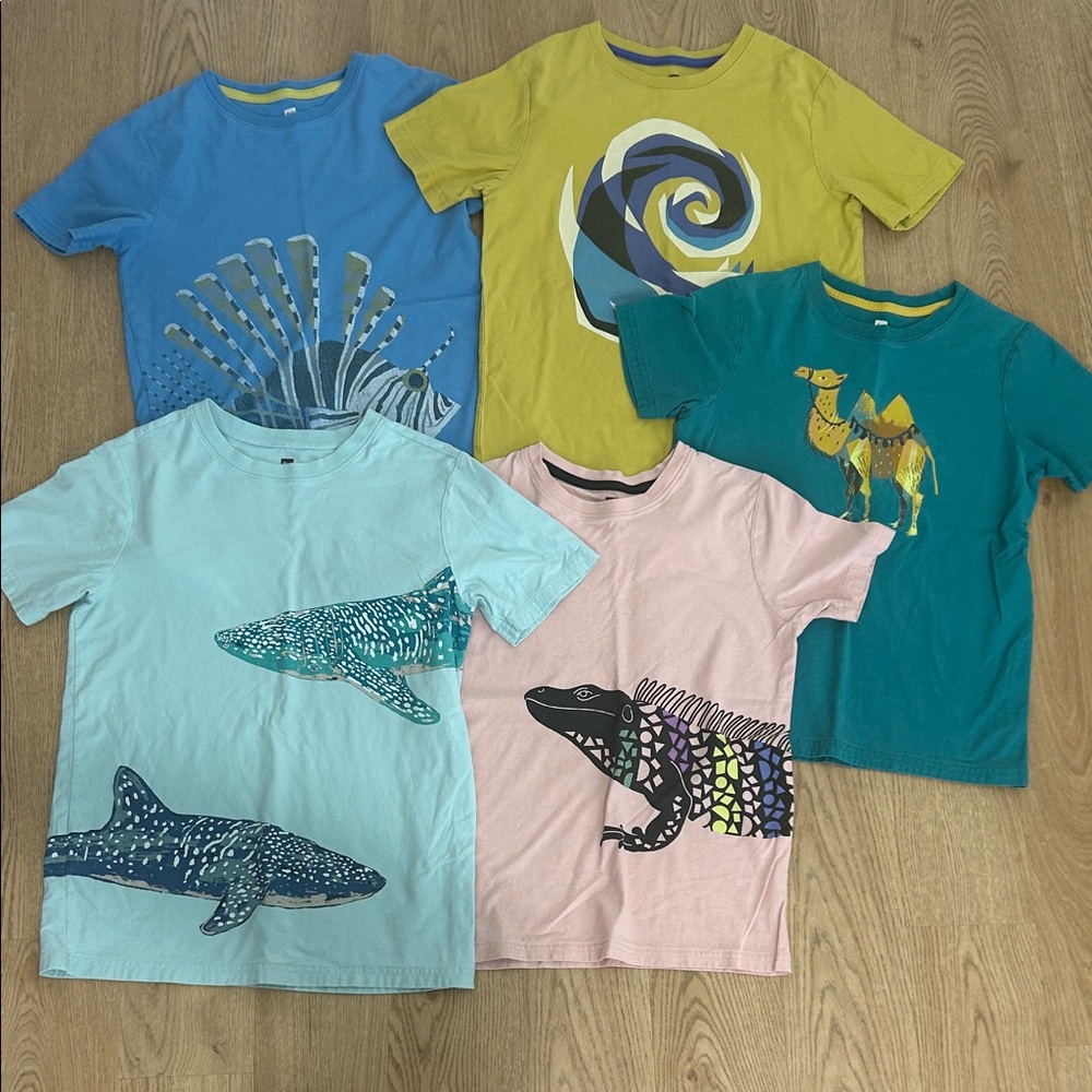 Tea Collection Kids Short Sleeve Tees - Blue, Yellow, Teal, Light Blue, Pink